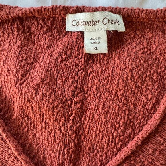 Coldwater Creek 100% Slub Cotton Rust Short Sleeve Sweater, size XL - Picture 2 of 10